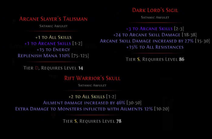 Early game amulets