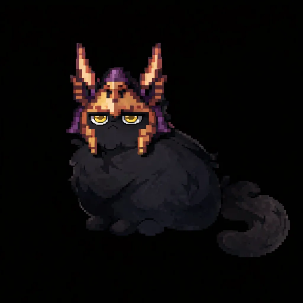 MisterSleepyCat as a black cat wearing the Illusionist's helm